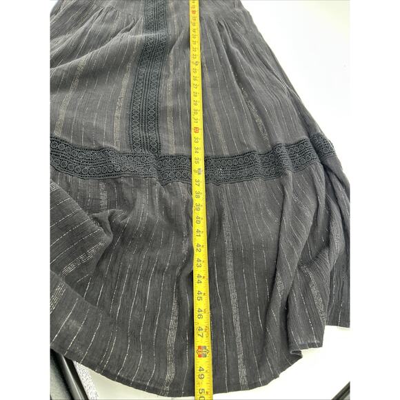 Anthropologie Maeve Abilene Maxi Dress Size M Black Crochet Tassel Cotton Lurex - Picture 11 of 11